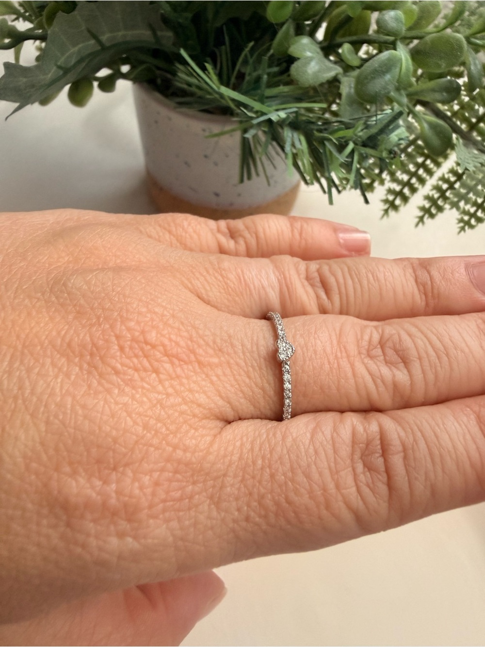 Delicate Silver-Tone Pave Heart Ring - Women Jewelry